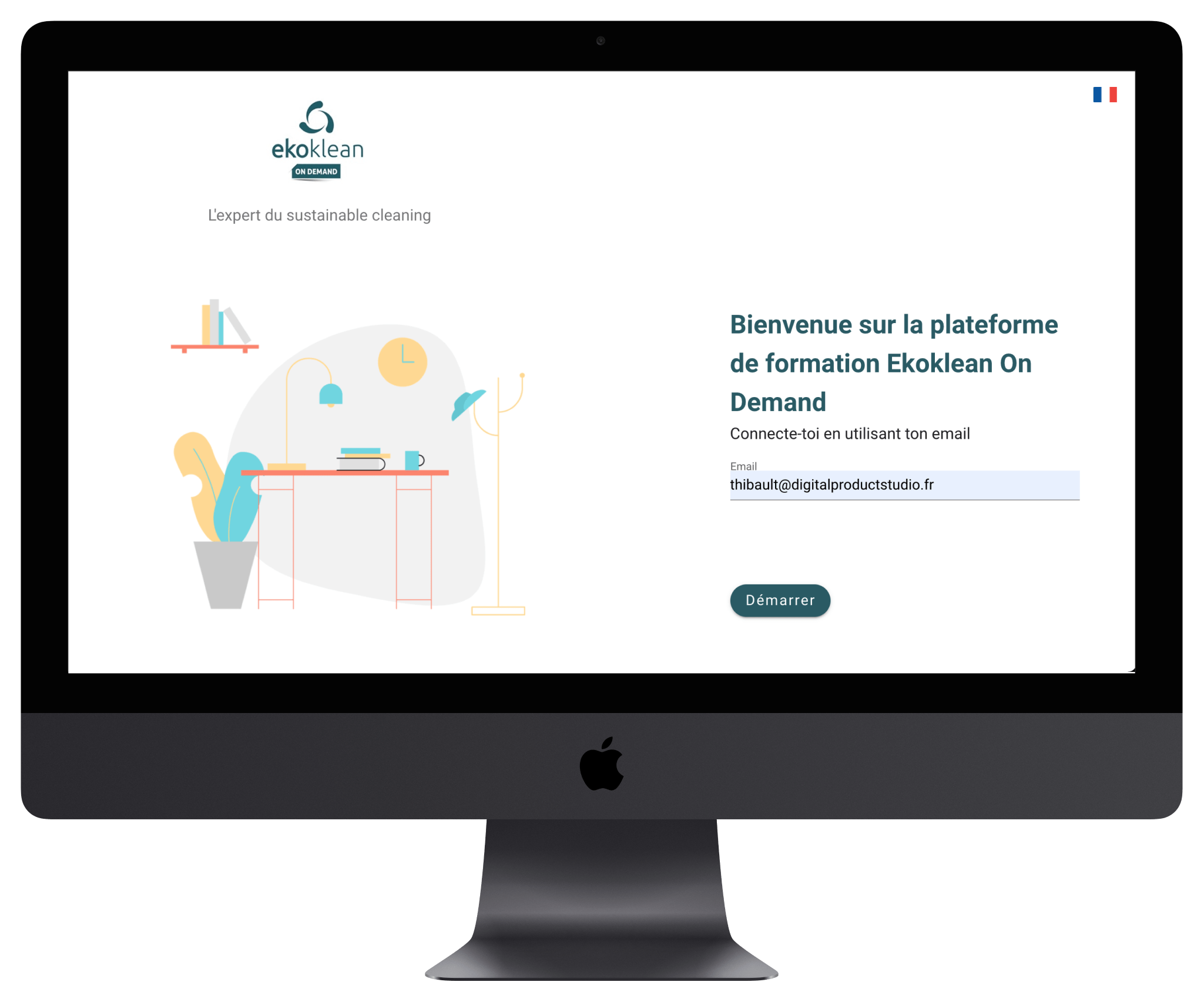 Mockup de démarrage de sa formation certifiante sur Ekoklean on Demand
